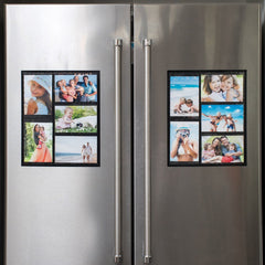 Wind & Sea® - Magnetic Picture Frame Collage For Refrigerator - "Black" Holds 10 - 4x6 Photos - Instantly Organizes Your Fridge For That Model Home Look - "Slam-Proof" Flexible Magnet Design - PATENTED