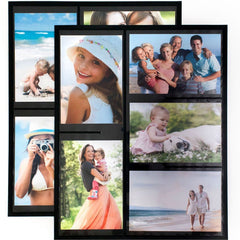 Wind & Sea® - Magnetic Picture Frame Collage For Refrigerator - "Black" Holds 10 - 4x6 Photos - Instantly Organizes Your Fridge For That Model Home Look - "Slam-Proof" Flexible Magnet Design - PATENTED