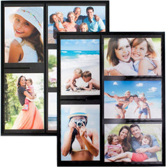 Wind & Sea® - Magnetic Picture Frame Collage For Refrigerator - "Black" Holds 10 - 4x6 Photos - Instantly Organizes Your Fridge For That Model Home Look - "Slam-Proof" Flexible Magnet Design - PATENTED