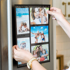 Wind & Sea® - Magnetic Picture Frame Collage For Refrigerator - "Black" Holds 10 - 4x6 Photos - Instantly Organizes Your Fridge For That Model Home Look - "Slam-Proof" Flexible Magnet Design - PATENTED